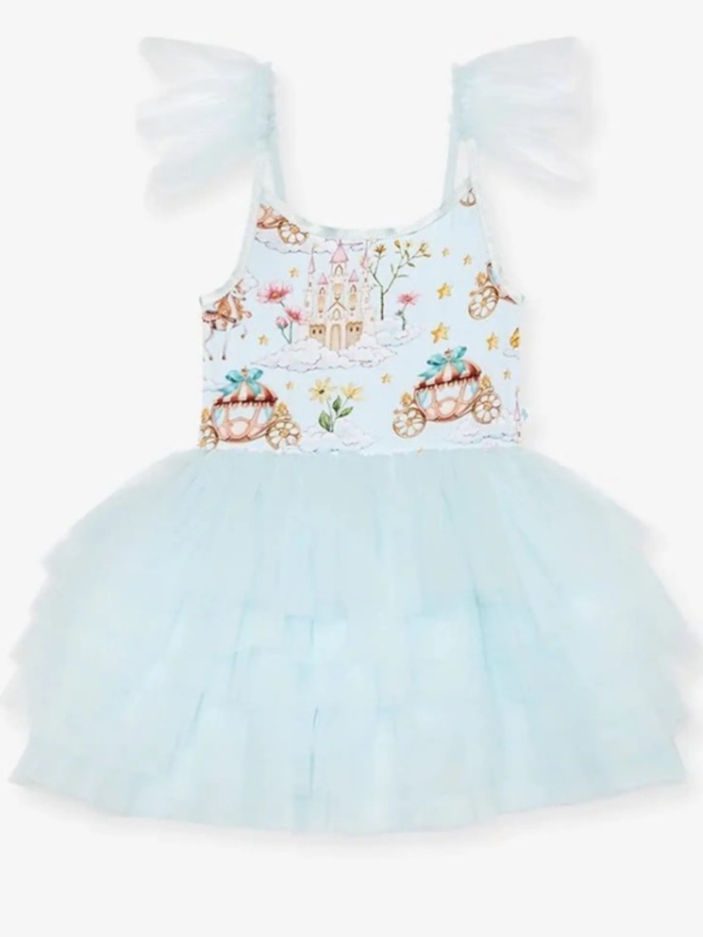 Posh Peanut Tulle Smocked Dress Ruffle Girls 3T - 4T Princess Pumpkin Carriage
